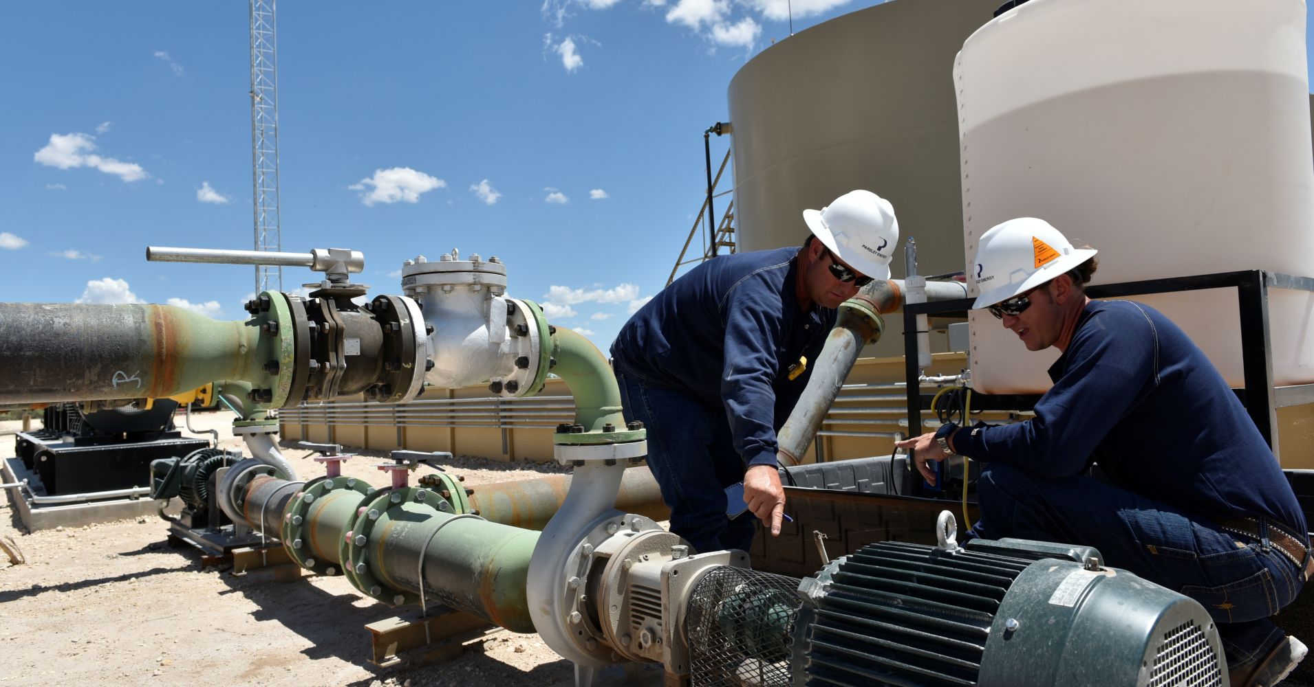 Oil operations in the Permian Basin near Midland, Texas