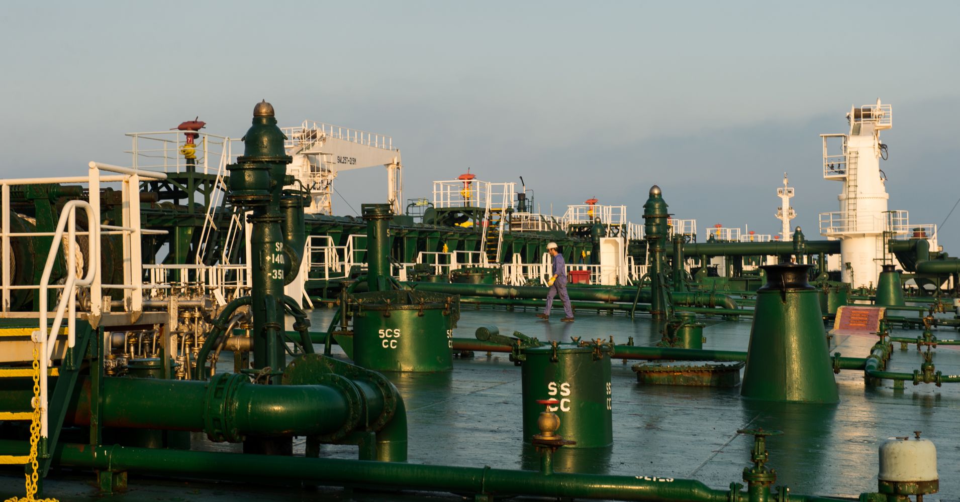 The oil tanker 'Devon' prepares to transfer crude oil from Kharg Island oil terminal to India in the Persian Gulf, Iran, on March 23, 2018.