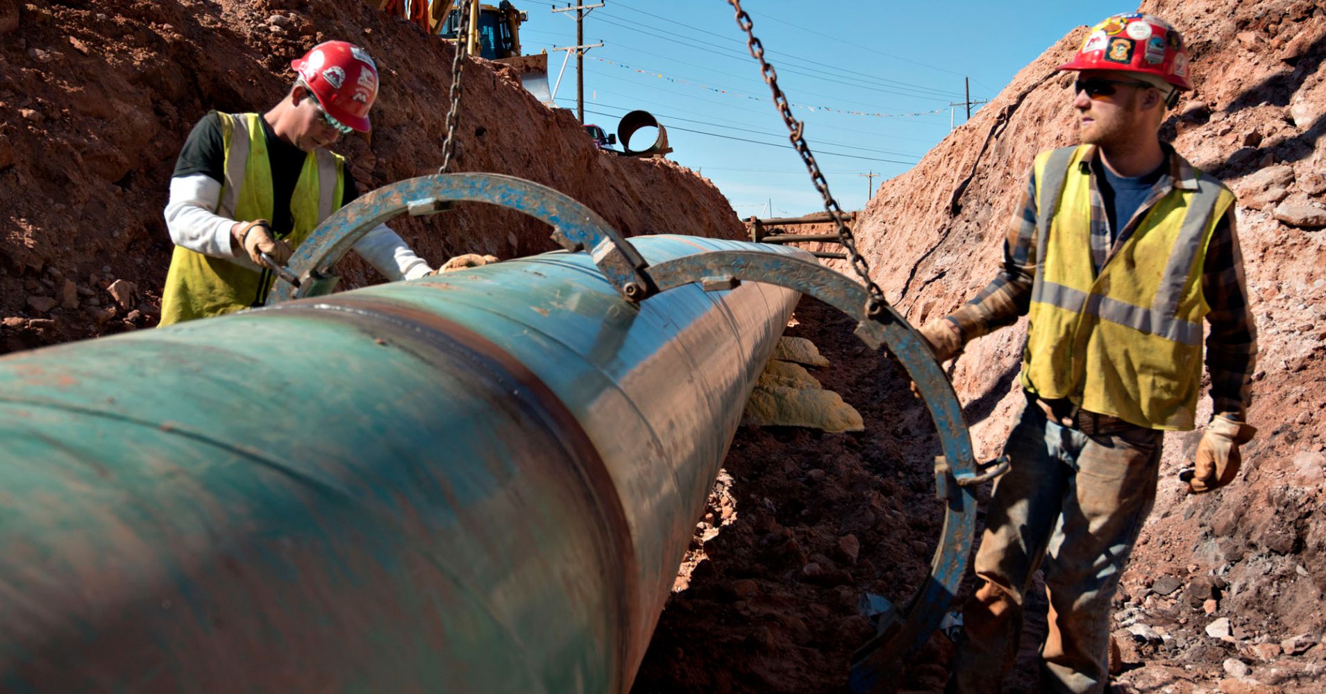 Construction of the Gulf Coast Project pipeline, part of the Keystone XL pipeline, in Prague, Okla.