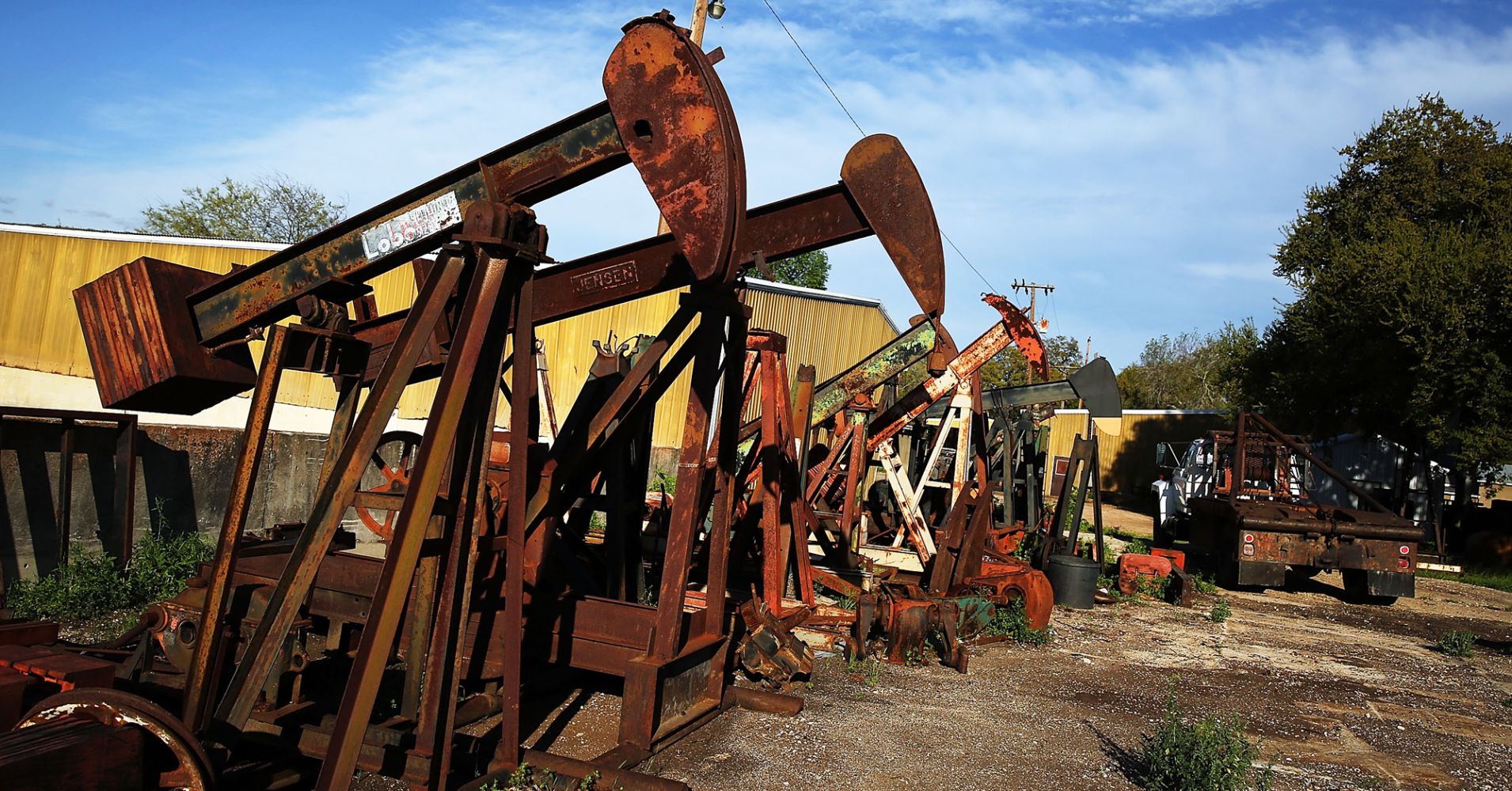 Rusted out "pump-jacks" in the oil town of Luling, Texas.