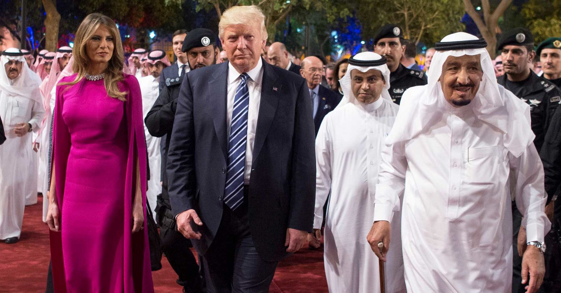 President Donald Trump and first lady Melania Trump are welcomed by Saudi Arabia's King Salman bin Abdulaziz Al Saud at Al Murabba Palace in Riyadh, Saudi Arabia May 20, 2017.