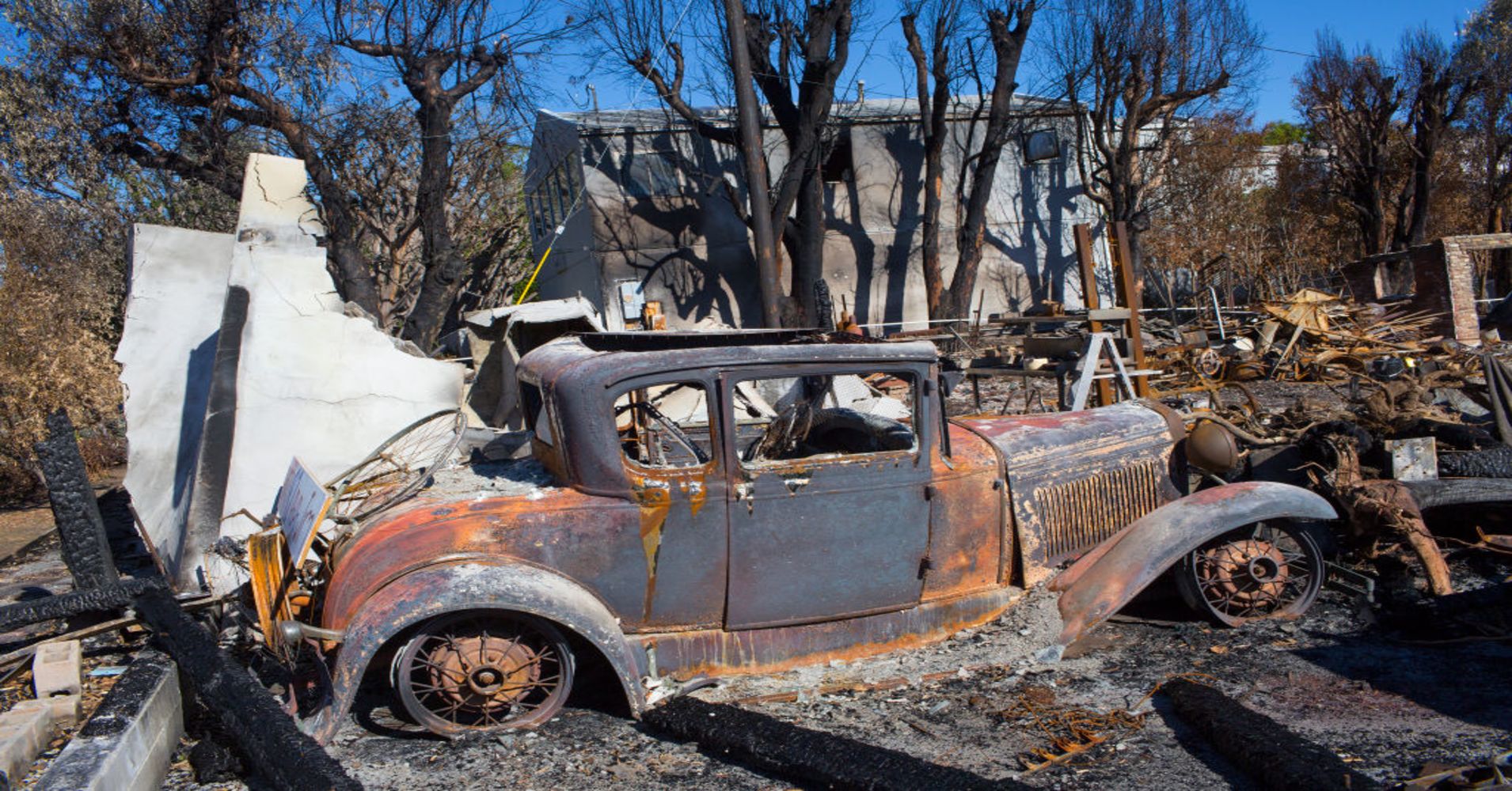 The hills of Malibu are blackened and scorched by the Woolsey Fire that swept through the area, December 7, 2018, in Malibu, California.