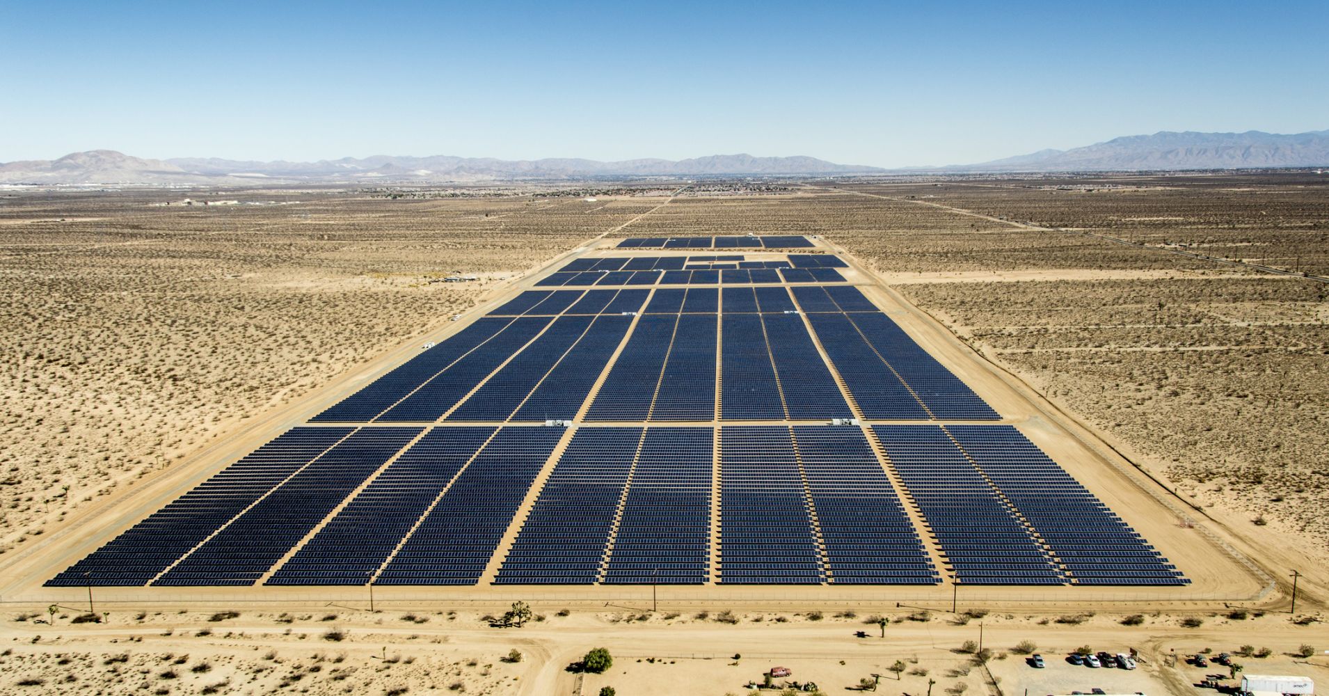 A utility scale solar farm located near Adelanto CA in the Mojave desert.