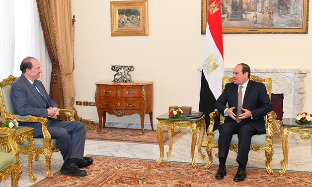 President Abdel Fatah al-Sisi meets with World Bank Group (WBG) President David Malpass in Cairo on Saturday, May 5, 2019- press photo