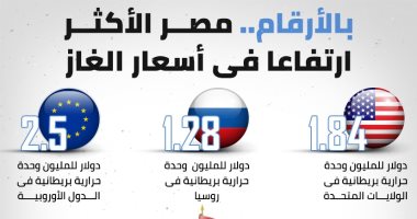 بالأرقام.. مصر الاكثر ارتفاعا فى أسعار الغاز للصناعة